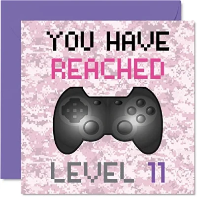 Abbildung von Stuff4 11. Geburtstagskarte für Spieler Sie haben Level 11 erreicht Mädchen Geburtstagskarten Geburtstagsgrußkarten Videospiel Gaming Tochter, Sohn, Nichte, Enkelin, Schwester, 145 mm x