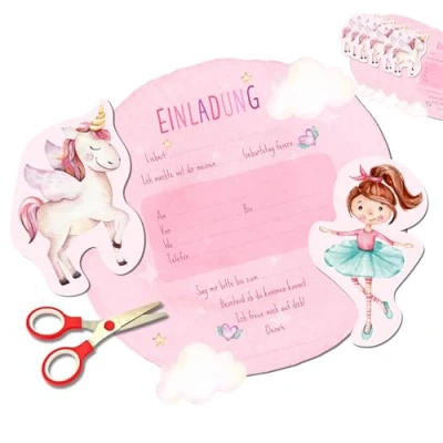 Abbildung von MeinBaby123® 10 Einladungen zum selber basteln (Fee &amp; Einhorn)