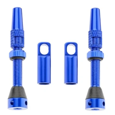 Abbildung von DRELD 2 Stück Fahrrad Tubeless 44mm, 1 Paar Presta Ventile, MTB Tublessventiel, Aluminiumlegierung, Ventilschaft (44mm Blau)