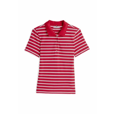 Abbildung von Tommy Hilfiger Poloshirt, Damen, Größe: XXS, Primary red ecru stp
