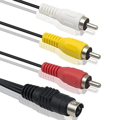 Abbildung von Duttek S Video Kabel,4 poliger Mini DIN Stecker, Stecker auf 3 RCA Audio Kabel adapter für DVD, TV, VCR 5 feet/1.5M