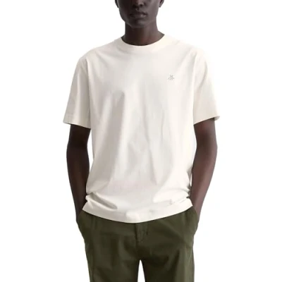 Abbildung von Marc O&#039;Polo Short Sleeve LOGO Crewneck Tshirt basic, Herren, Größe: Small, White cotton