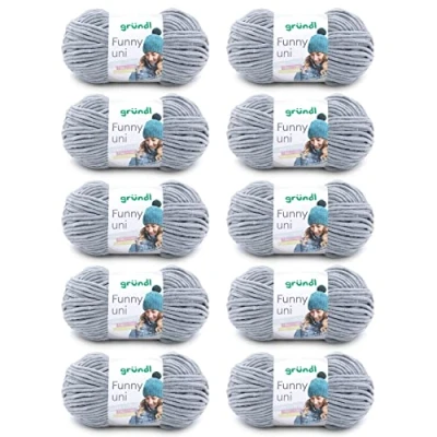 Abbildung von Gründl Funny uni Strick &amp; Häkelgarn (samtartiges Chenille Garn aus 100 % Polyester, 10 x g / 120 m, Nadelstärke: 5 6), Hellgrau
