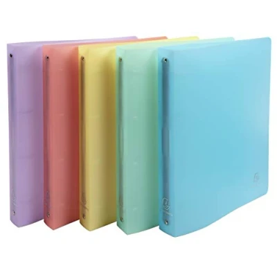 Abbildung von Exacompta 51970E 5er Pack Premium Kunststoff Ringbuch Chromaline aus mittelfestem transluzentem Polypropylen 4 Ringe Füllhöhe 30mm DIN A4 Plastikordner ideal für Büro und Schule farbig sortiert