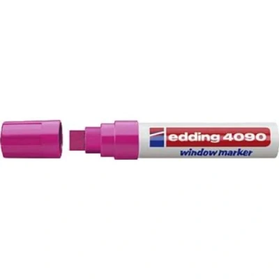 Abbildung von edding 4090 Kreidemarker neon pink 1 Kreidestift Keilspitze 4 15 mm breiter für Tafel abwischbar zum Beschriften von Fenster, Glas, Spiegel Tafelstift mit deckenden Farben