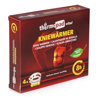 Abbildung von THERMOPAD Kniewärmer DAS ORIGINAL: 4er Pack für bis zu 8 Stunden Wärme am Knie I Stretchbänder + Klettverschluss Luft aktiviert