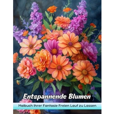 Abbildung von Entspannende Blumen Malbuch: Malvorlagen Beruhigende Blumige Designs Für Sanfte Entspannung
