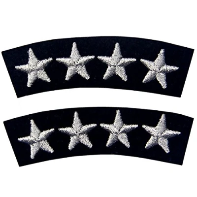 Abbildung von Navy Uniform Vier Sterne Gestickte Mode Dekorative Eisen Auf Nähen Patch, Silber, 2er Pack