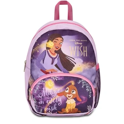 Abbildung von Disney Kindergartenrucksack klein, Wish, lila Seitentaschen für Trinkflasche, Fronttasche, Mädchen Schulrucksack Kinder Prinzessinnen Disney, Mehrfarbig,