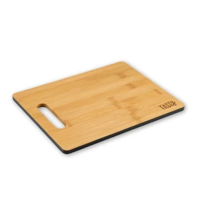 Abbildung von Tasty Bambus Schneidebrett 25,7x0,9cm Ideal zum Schneiden von Brot, Obst, Gemüse, Schnittgut aller Art Mit farbiger Kante und Griffloch Braun/Grau