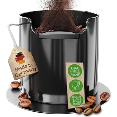 Abbildung von homeffect Abklopfbehälter mit verbesserter Handhabung Made in Germany Abschlagbehälter für Siebträger Maschinen Knock Box, Schwarz Barista Zubehör zum Kaffeesatz sammeln &amp; recyceln