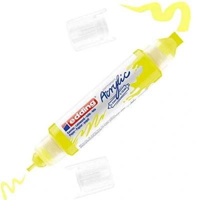 Abbildung von edding 5400 Acryl 3D Double Liner neon gelb 1 Acrylfarbe Tube Doppel Spitze 2 3,5 10 mm Farben zum Malen auf Leinwand, Malpapier und Holz Acrylstifte wasserfest in Künstlerqualität