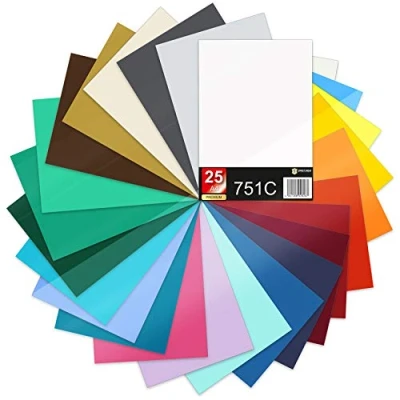 Abbildung von Finest Folia 25x Din A4 Bögen 29,7x21cm 751C Selbstklebende Plotterfolie Bastelfolie (.Bunt, 25er Set)