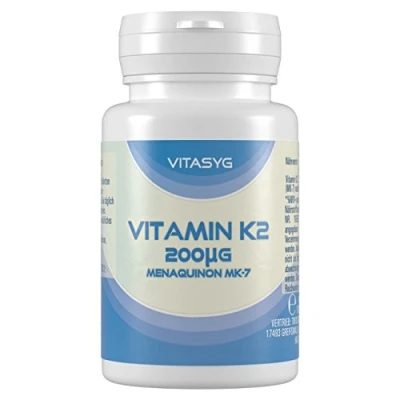 Abbildung von Vitasyg Vitamin K2 Menaquinon MK7 200µg hochdosierte 365 vegane Tabletten Jahrespackung Menachinon K