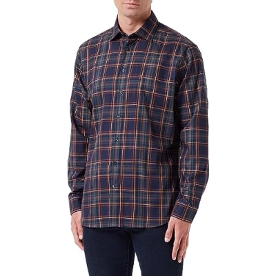Abbildung von Seidensticker Herren Shaped Fit Langarm Hemd, Dunkelblau, 38 EU