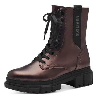 Abbildung von s.Oliver Damen Stiefeletten ohne Absatz zum Schnüren Vegan, Metallisch (Bronce Metall.), 39 EU