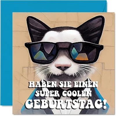 Abbildung von Stuff4 Lustige Geburtstagskarten für Männer und Frauen Coole Katze Geburtstagskarte Mama Papa Schwester Bruder Tochter Onkel Tante Sohn 145mm x Humor Scherzen Glückwunschkarten