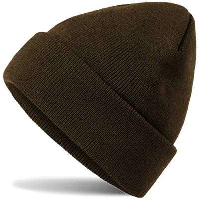 Abbildung von Hatsatar Unisex warme Beanie Strickmütze Wintermütze für Damen &amp; Herren Feinstrick Mütze doppelt gestrickt warm weich (braun)