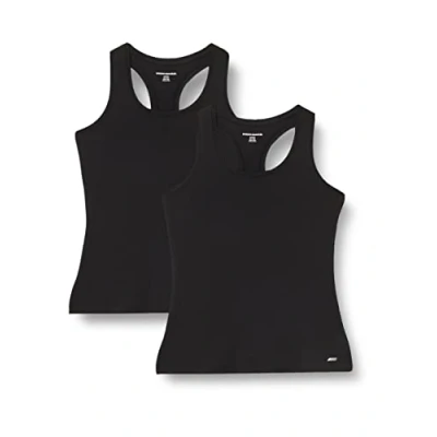 Abbildung von Amazon Essentials Damen Active Quick Dry Tech Stretch Racerback Tanktop (in Übergröße erhältlich), 2er Pack, Schwarz, L