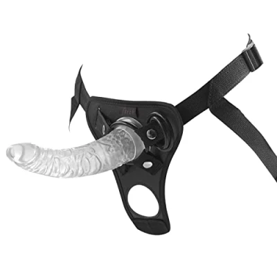 Abbildung von Verstellbarer Strap on Dildos, Transparent Umschnall Dildo Sexspielzeug mit Starkem Saugnapf, Doppelseitiger Harness Lesben Masturbator Umschnallpenis für Frauen Manner (Black)