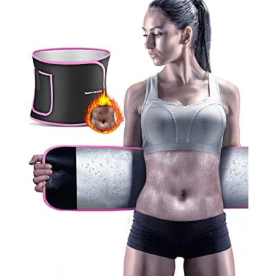 Abbildung von Waist Trainer Damen Herren, Bauchweggürtel, Saunagürtel Schwitzgürtel bauch weg gürtel zum abnehmen, fitnessgürtel Männer und Frauen, Bauchgurt Sport Fitness Sweat Taille Trimmer AB Rosa S