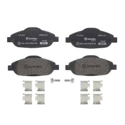 Abbildung von BREMBO P 61 101X Bremsbelagsatz exkl. Verschleißwarnkontakt mit Bremssattelschrauben Zubehör PEUGEOT: 308 I SW, 5008 I, 3008