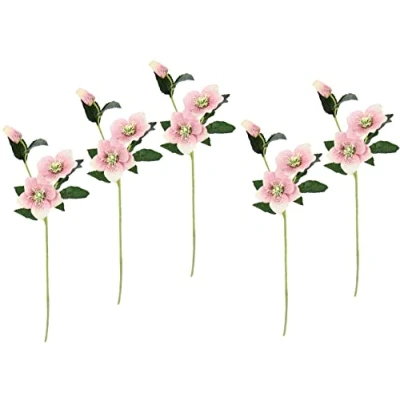 Abbildung von Flair Flower Helleborus Christrosenzweig 5er Kunstblume Seidenblumen Floristik Einzelblume Stielblume Einzelzweig einzelner Stiel Kunst Dekoblume Blumen Blumendeko,Rosa,021114WRS,57x12x5cm