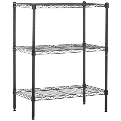 Abbildung von Amazon Basics Schmaler Aufbewahrungsschrank mit 3 Regalböden, höhenverstellbaren Einlegeböden und Nivellierfüßen, maximales Gewicht 340 kg, Schwarz, 34 cm T x 58.9 B 76.2 H