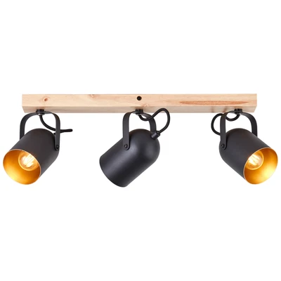 Abbildung von Brilliant Deckenstrahler Tronte - E14 - 1 Stk - 58 cm Breite - schwenkbar - Metall/Holz - goldfarben/schwarz/braun