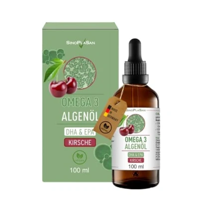 Abbildung von Omega 3 Algenöl mit 998mg DHA &amp; 535mg EPA pro 2.5ml // 100 ml DIE VEGANE ALTERNATIVE ZU FISCHÖL (Kirsche) Flüssigkeit