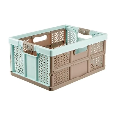 Abbildung von keeeper Stabile Profi Klappbox mit Soft Touch Griffen, 48,5 x 35 23,5 cm, 32 l, Lea, Blau/Taupe