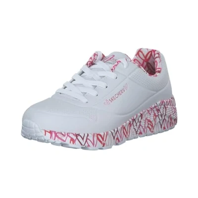 Abbildung von Skechers Mädchen Uno Lite Lovely Luv Sneaker, White Synthetic Red Pink Trim, 33.5 EU