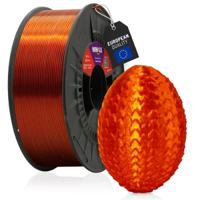 Abbildung von WINKLE PETG Filament 1.75mm Crystal Bernstein Orange, 1kg Spule, 3D Drucker Kompatibel mit FDM Druckern, Druckmaterialien, Maßgenauigkeit +/ 0.05mm, Einfaches Drucken