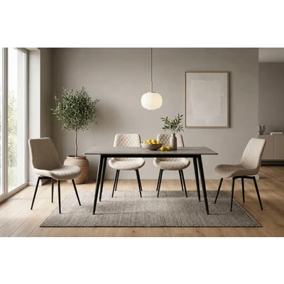 Abbildung von OTTO home Essgruppe "Juniper" Set, 5 tlg. Tisch 140x80cm in Sinterstein-Keramikoptik mit 4 Stühlen, 360 drehbar
