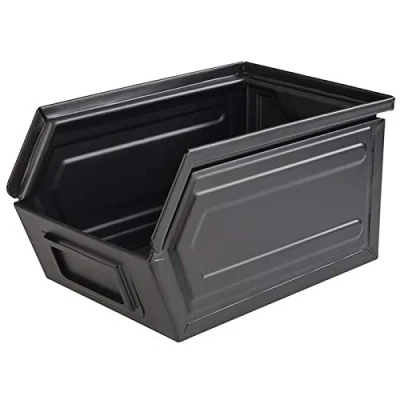 Abbildung von APS Snackbox „Industrial“ schwarze Metallbox mit Beschriftungsfach, B x T H: 15,5 23,5 13 cm, Fast Food Box, spülmaschinenfest, stapelbar