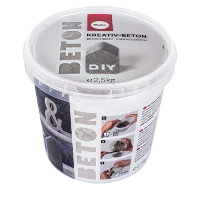 Abbildung von Rayher 34153000 Kreativ Beton, , hellgrau, Bastelbeton, Beton zum Basteln, Gießen, Betonpulver staubarm, gebrauchsfertig, mit Wasser anrühren,2.5 kg