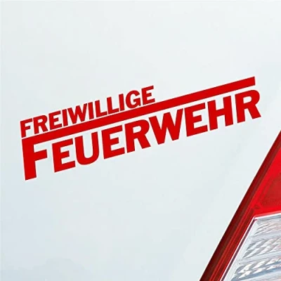 Abbildung von Auto Aufkleber Freiwillige Feuerwehr langes F Leben 19,5x4,5 cm Rot Sticker Heckscheibenaufkleber
