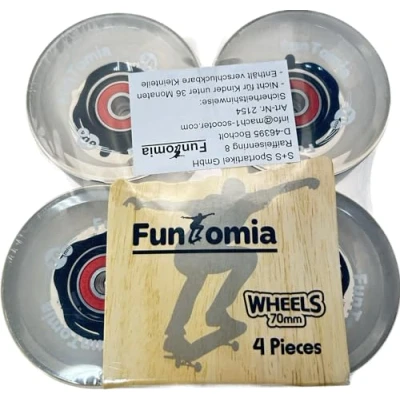 Abbildung von FunTomia 4 Stück (LED) Longboard/Skateboard Rollen (Big Wheels) in 70x51mm 80A inkl. Mach1® Kugellager und Metall Spacer Rollenhärte