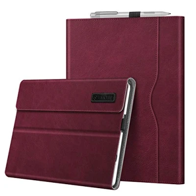Abbildung von Fintie Hülle für Microsoft Surface Go 4 / 3 2 10 Zoll Tablet Multi Sichtwinkel Kunstleder Schutzhülle mit Dokumentschlitze, Type Cover Kompatibel, Bordeaux