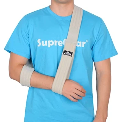 Abbildung von supregear Armschlinge, Verstellbar Leicht Komfortabel Schulterschlinge, Atmungsaktiv, Medizinische Schulterstütze für Verletzten Arm/Hand/Ellenbogen, Grau