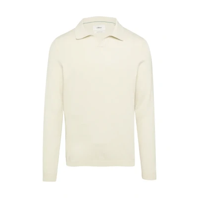 Abbildung von s.Oliver Black Label Polokragen UND Seide Sweatshirt, Herren, Größe: 3XL, Wollweiß