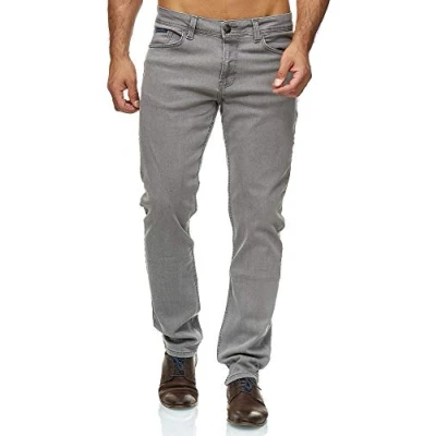 Abbildung von BARBONS Herren Jeans Regular Fit Stretch Hochwertige Straight Hose Business Anzug Freizeit 06 hellgrau 31W / 34L