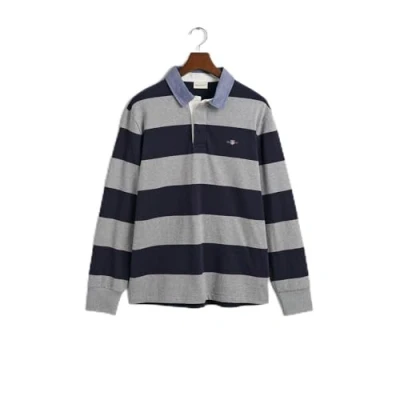 Abbildung von GANT Stripe Heavy Rugger Langarmshirt, Herren, Größe: Small, Grey melange