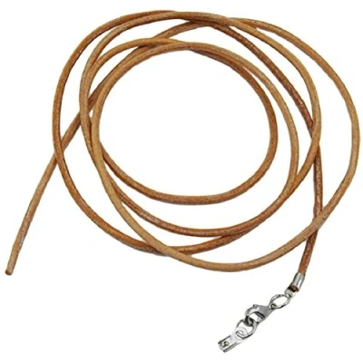 Abbildung von Unbespielt Lederband Kette Collier Halskette Hellbraun Karabinerverschluss Silberfarben 1m Lang Kürzbar