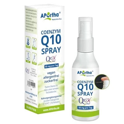 Abbildung von APOrtha® Q10Vital® Coenzym Q10 Mundspray 27 ml, 50 mg pro empfohlener Tagesdosis, CoQ10 Spray hochdosiert, optimiert mit dem Herzvitamin Vitamin B1 (Thiamin), hohe Bioverfügbarkeit