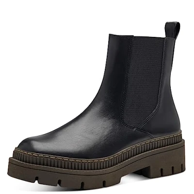 Abbildung von MARCO TOZZI Damen Chelsea Boots Vegan zum Schlupfen, Schwarz (Black/Khaki), 37 EU