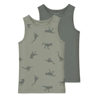 Abbildung von NAME IT Jungen NMMTANK TOP 2P Agave Green Dino NOOS Unterhemd, 92 (2er Pack)