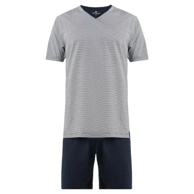 Abbildung von TOM Tailor Shorty Vneck SET Pyjama, Herren, Größe: Small, Dark blue