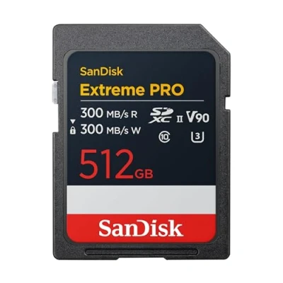 Abbildung von SanDisk Extreme PRO 512 GB SDXC UHS II Karte,bis zu 300 MB/s Lesegeschwindigkeit &amp; Schreibgeschwindigkeit, V90, 8K