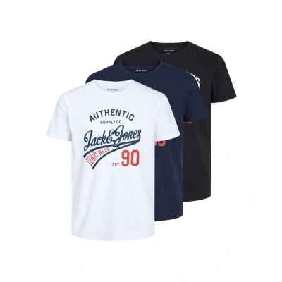 Abbildung von Jack &amp; Jones CREW NECK 3 PACK Tshirt print, Herren, Größe: Medium, Black/white/navyblazer